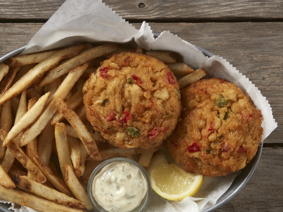 Southern Style Crab Cakes are seasoned with onion, pepper and spice
