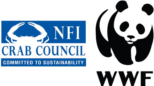 Logos of the National Fisheries Institute Crab Council, World Wide Fund for Nature, and Sustainable Fisheries Partnership