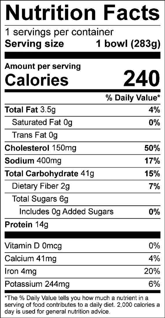 Nutrition facts