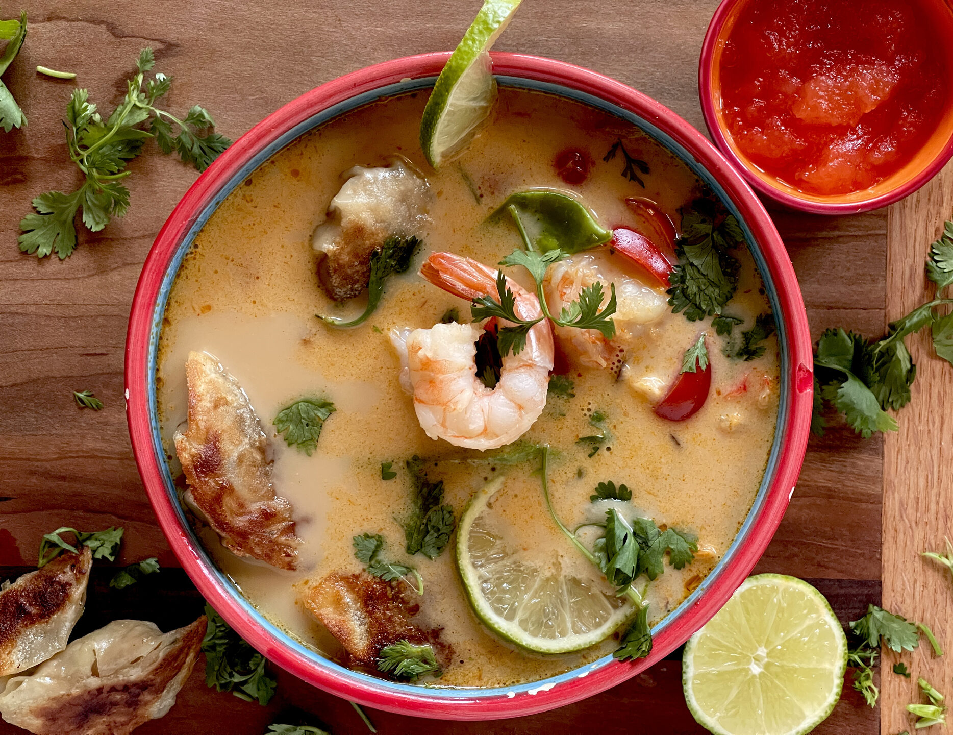Red Curry Soup with Shrimp Potstickers - Phillips Foods, Inc.