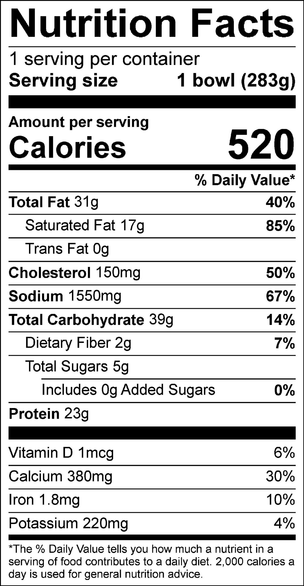 Nutrition facts